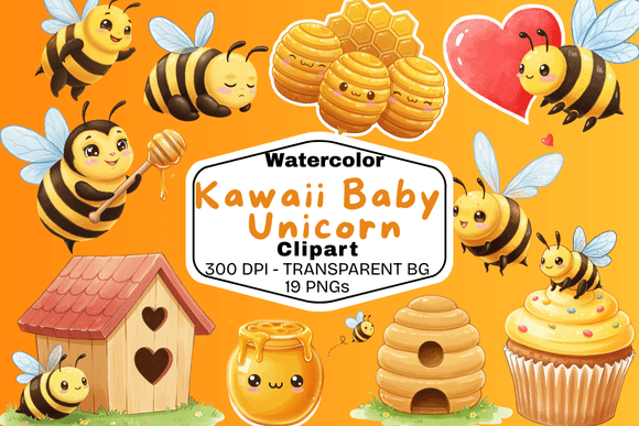 Download Kawaii Honey Bee Clipart Set - Kawaii Collection