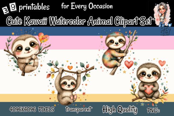 Download Cute Kawaii Watercolor Animal Clipart - Kawaii Collection