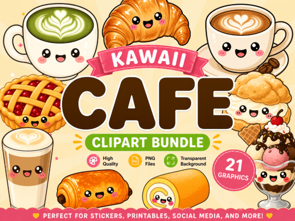 Download Cafe Kawaii Clipart PNG Coffee Bundle - Kawaii Collection