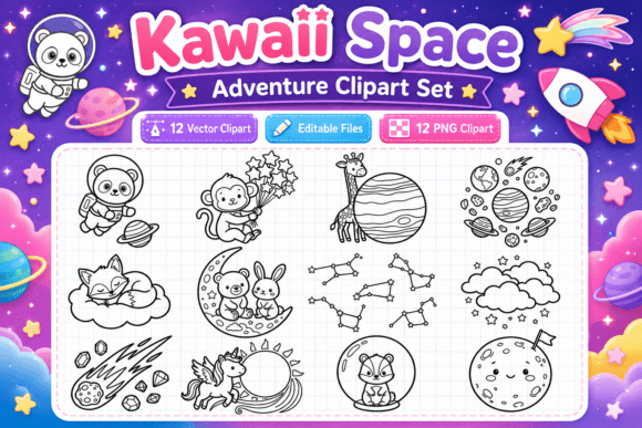 Download Kawaii Space Adventure Clipart Set - Kawaii Collection