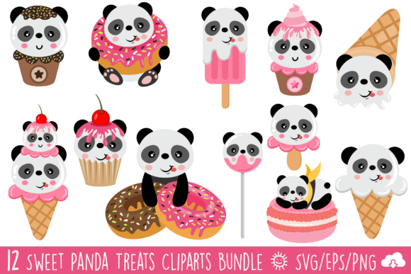 Download Kawaii Panda Treats Clipart Bundle - Kawaii Collection